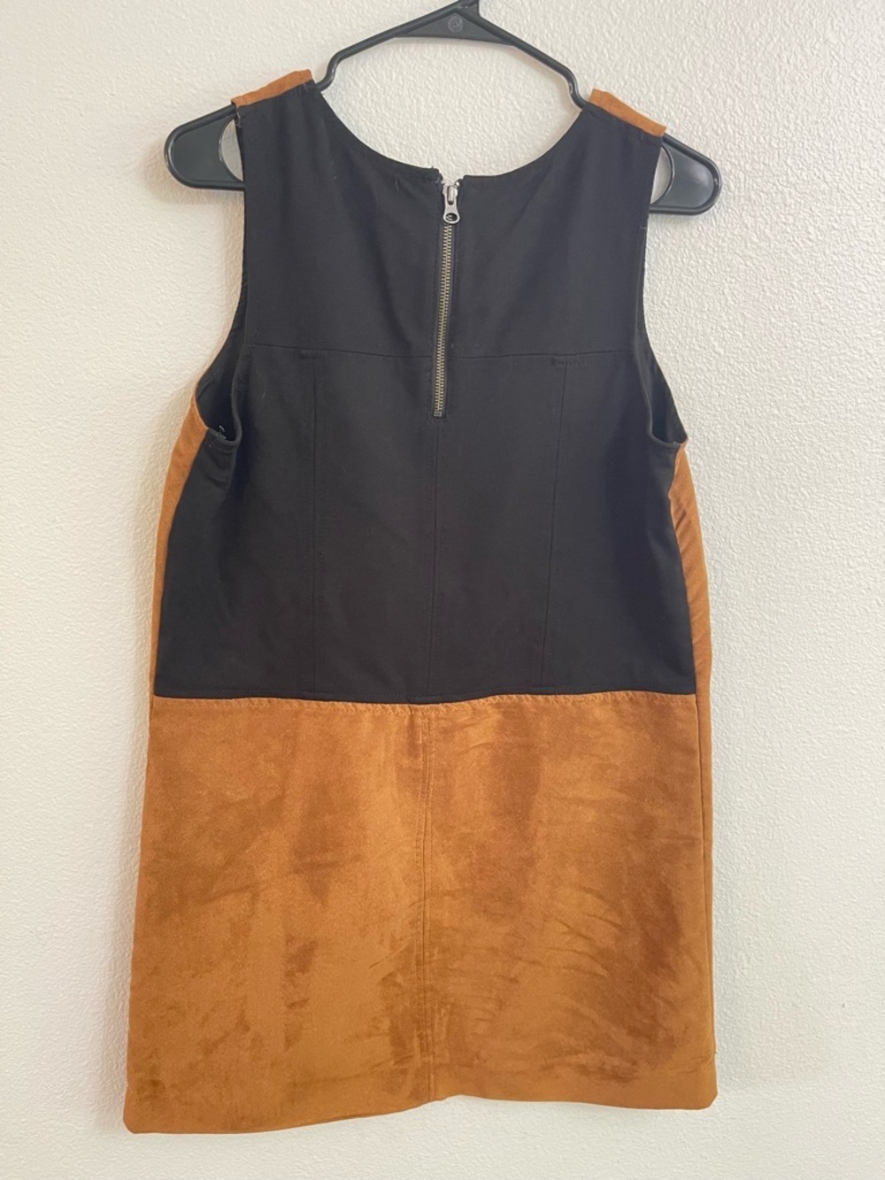 Sanctuary Village Faux Suede Shift Maple Brown Sleeveless Mini Dress Size L - Picture 5 of 10